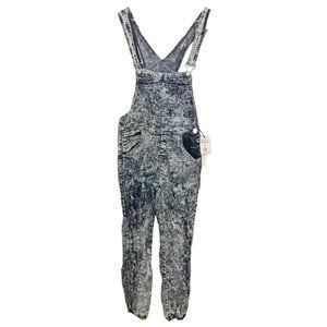 Acid Wash Distressed Stretch Overalls Size M NWT